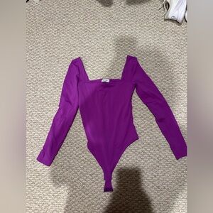 Babaton Contour Purple Bodysuit with Square Neckline